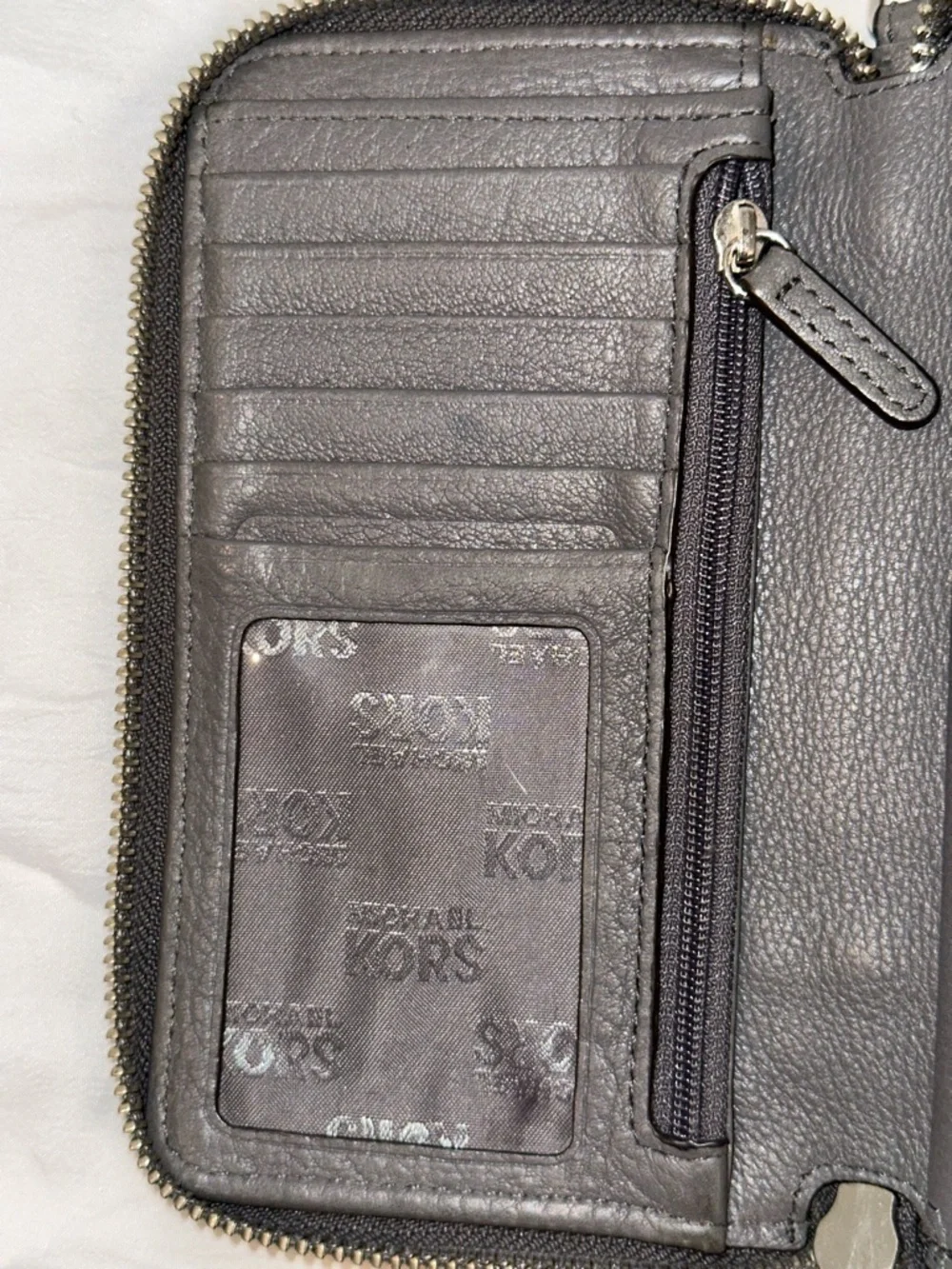 Michael Kors Dark Gray Leather Zip Wristlet